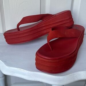 Free People Haven Thong Platform Sandals Flip Flops in Red